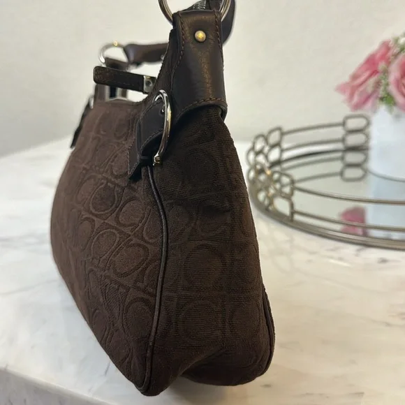 Salvatore Ferragamo Gancini Shoulder Bag/Brown Monogram Canvas/Authentic bag - Picture 15 of 16